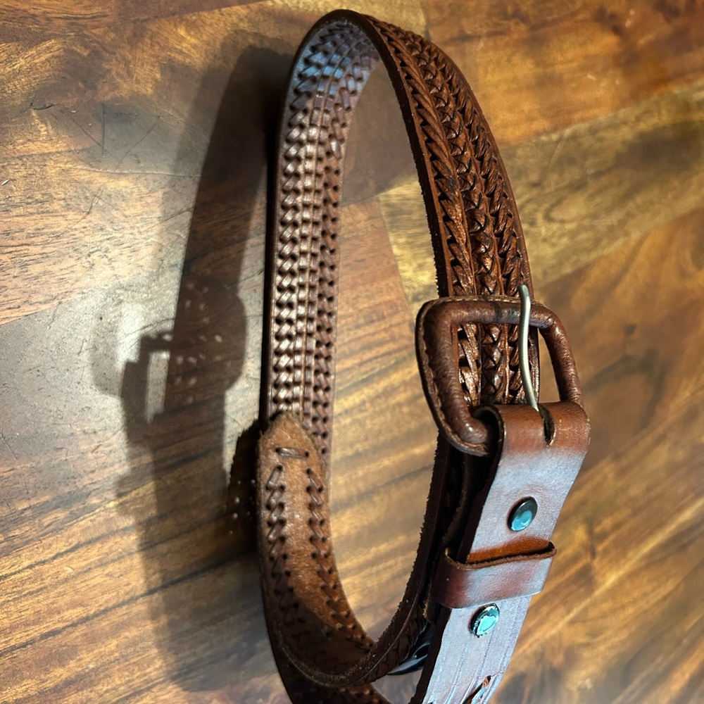 Brown Woven Leather Belt